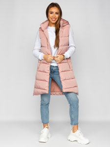 Gilet lungo trapuntato da donna rosa Bolf 81261