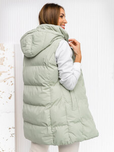 Gilet lungo trapuntato da donna verde Bolf 5M721