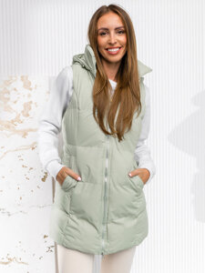 Gilet lungo trapuntato da donna verde Bolf 5M721