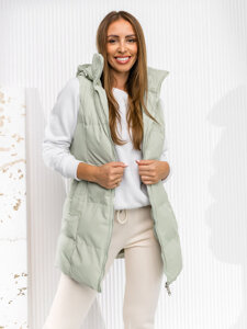 Gilet lungo trapuntato da donna verde Bolf 5M721