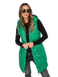 Gilet lungo trapuntato da donna verde Bolf B8172