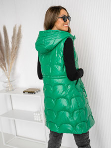 Gilet lungo trapuntato da donna verde Bolf B8172