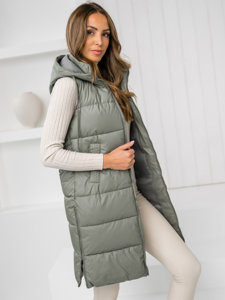 Gilet lungo trapuntato da donna verde Bolf R8212