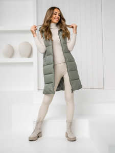 Gilet lungo trapuntato da donna verde Bolf R8212