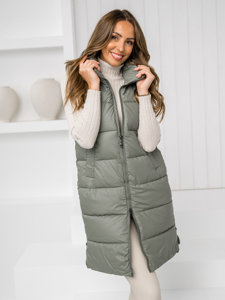 Gilet lungo trapuntato da donna verde Bolf R8212