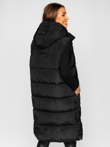 Gilet lungo trapuntato oversize da donna nero Bolf 81276