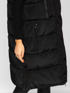 Gilet lungo trapuntato oversize da donna nero Bolf 81276