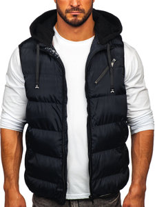 Gilet spesso trapuntato con cappuccio da uomo blu Bolf 7126