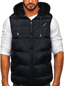 Gilet spesso trapuntato con cappuccio da uomo blu Bolf 7126