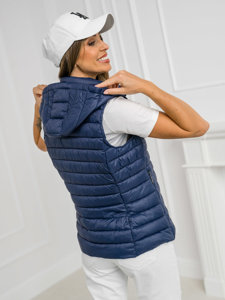 Gilet trapuntato con cappuccio da donna blu Bolf 16M9139