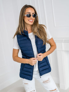 Gilet trapuntato con cappuccio da donna blu Bolf 16M9150