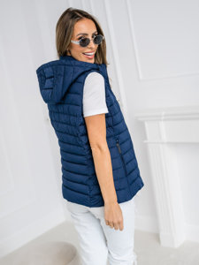 Gilet trapuntato con cappuccio da donna blu Bolf 16M9150