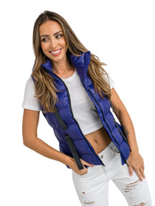 Gilet trapuntato con cappuccio da donna blu Bolf 5M3133