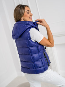 Gilet trapuntato con cappuccio da donna blu Bolf 5M3133