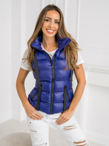 Gilet trapuntato con cappuccio da donna blu Bolf 5M3133