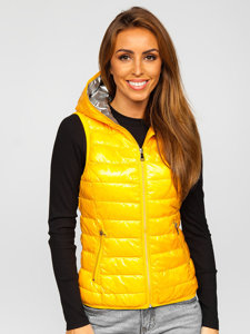 Gilet trapuntato con cappuccio da donna gialla Bolf 9563