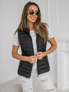 Gilet trapuntato con cappuccio da donna nero Bolf 16M9150