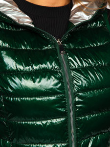 Gilet trapuntato con cappuccio da donna verde Bolf 9563