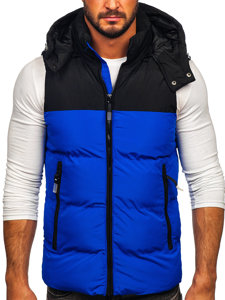 Gilet trapuntato con cappuccio da uomo azzurro Bolf 1189