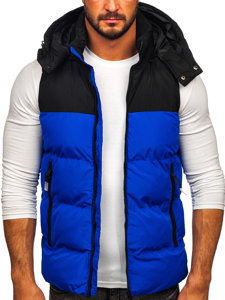 Gilet trapuntato con cappuccio da uomo azzurro Bolf 1189