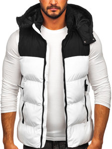 Gilet trapuntato con cappuccio da uomo bianco Bolf 1189