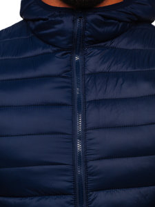 Gilet trapuntato con cappuccio da uomo blu Bolf 13072