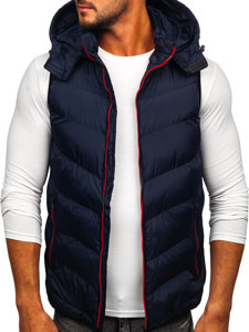 Gilet trapuntato con cappuccio da uomo blu Bolf 6875