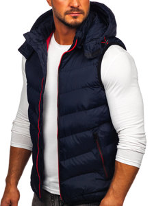 Gilet trapuntato con cappuccio da uomo blu Bolf 6875