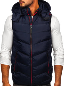 Gilet trapuntato con cappuccio da uomo blu Bolf 6875