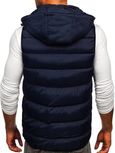 Gilet trapuntato con cappuccio da uomo blu Bolf 6875