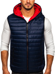 Gilet trapuntato con cappuccio da uomo blu Bolf 7106