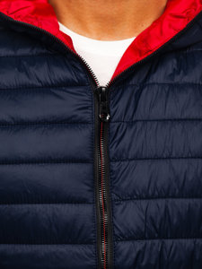 Gilet trapuntato con cappuccio da uomo blu Bolf 7106