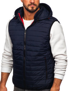 Gilet trapuntato con cappuccio da uomo blu Bolf  7157