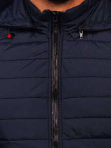 Gilet trapuntato con cappuccio da uomo blu Bolf  7157