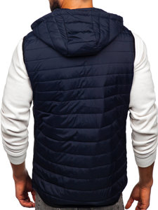 Gilet trapuntato con cappuccio da uomo blu Bolf  7157