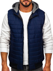 Gilet trapuntato con cappuccio da uomo blu Bolf 8M983