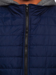 Gilet trapuntato con cappuccio da uomo blu Bolf 8M983