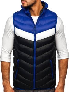 Gilet trapuntato con cappuccio da uomo blu Bolf HDL88004