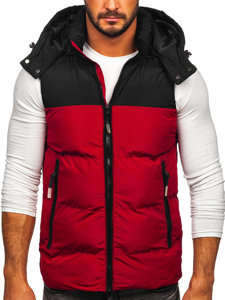 Gilet trapuntato con cappuccio da uomo bordò Bolf 1189