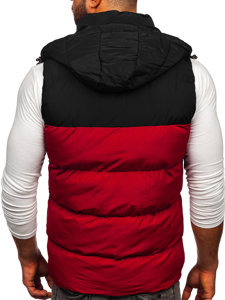 Gilet trapuntato con cappuccio da uomo bordò Bolf 1189