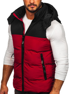 Gilet trapuntato con cappuccio da uomo bordò Bolf 1189