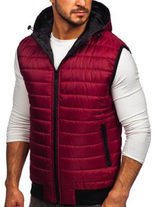 Gilet trapuntato con cappuccio da uomo bordò Bolf MY88