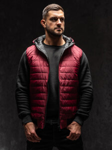 Gilet trapuntato con cappuccio da uomo bordò Bolf MY88A1