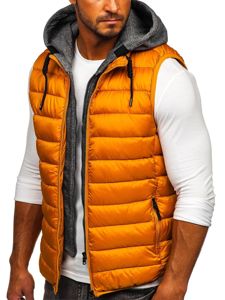 Gilet trapuntato con cappuccio da uomo cammello Bolf B2901