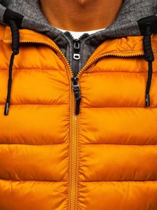 Gilet trapuntato con cappuccio da uomo cammello Bolf B2901