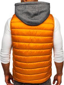 Gilet trapuntato con cappuccio da uomo cammello Bolf B2901