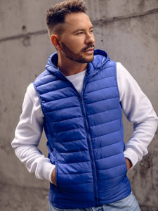 Gilet trapuntato con cappuccio da uomo cobalto Bolf LY36A