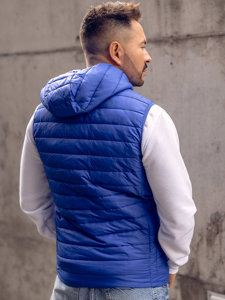 Gilet trapuntato con cappuccio da uomo cobalto Bolf LY36A