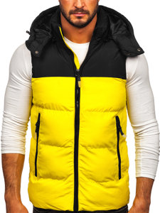 Gilet trapuntato con cappuccio da uomo giallo Bolf 1189