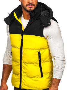 Gilet trapuntato con cappuccio da uomo giallo Bolf 1189